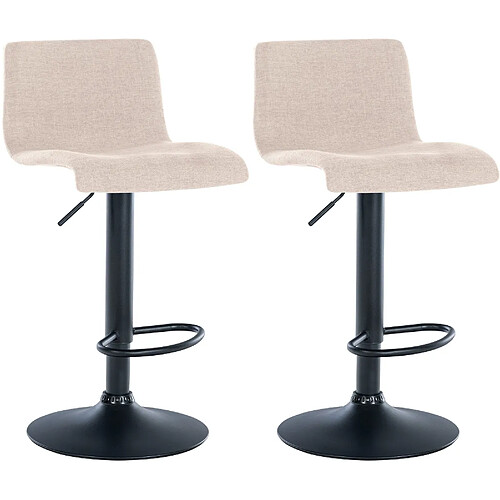 Decoshop26 Lot de 2 tabourets de bar design simple avec repose-pieds en tissu crème pieds en métal noir 10_0004051