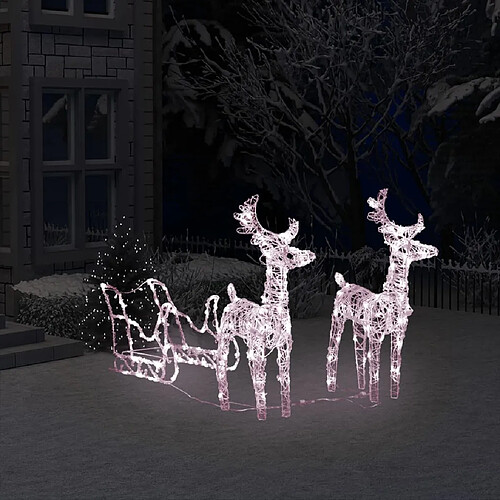 vidaXL Décoration de Noël Rennes et traîneau 160 LED 130 cm Acrylique