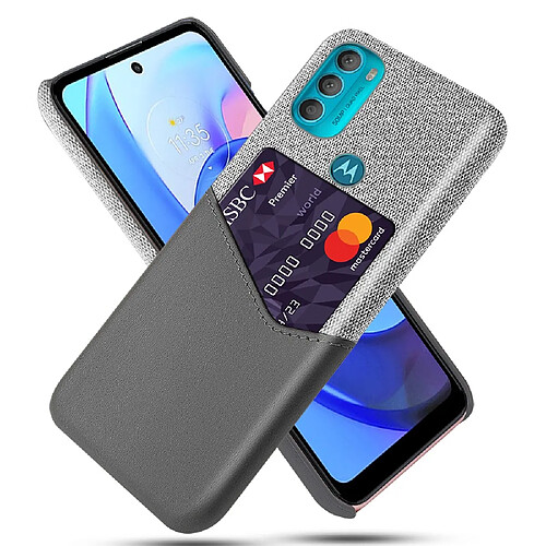 Coque en TPU + PU avec porte-carte gris pour votre Motorola Moto G71 5G