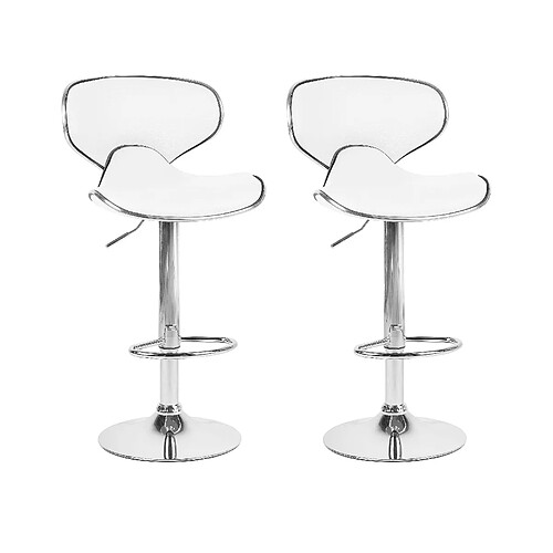 Beliani Tabouret de bar Set de 2 Cuir PU Blanc CONWAY