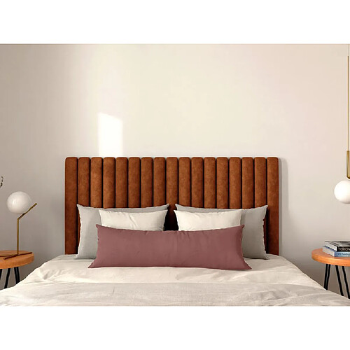 Vente-Unique Tête de lit coutures verticales - 150 cm - Tissu - Terracotta - SARAH