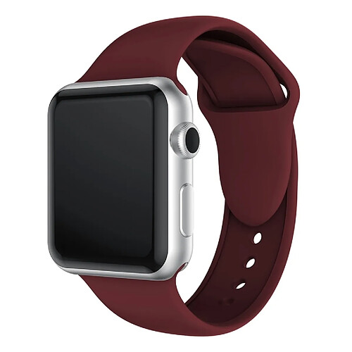 Wewoo Bracelet Bande de montre en silicone à double rivets pour Apple Watch séries 3 et 2 1 38 mm (rouge vineux)