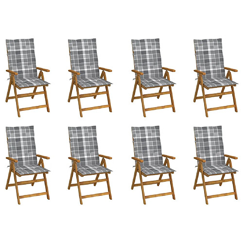 vidaXL Chaises pliables de jardin avec coussins lot de 8 Bois d'acacia