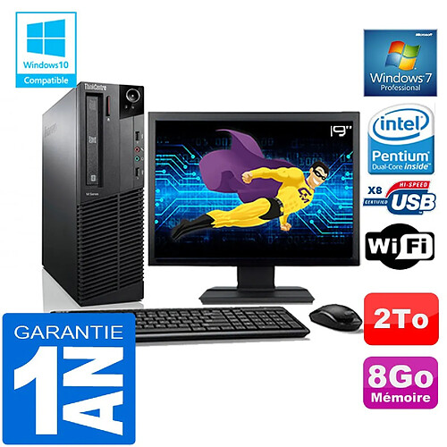 PC Lenovo M92p SFF Intel G630 Ram 8Go Disque 2 To Wifi W7 Ecran 19" · Occasion