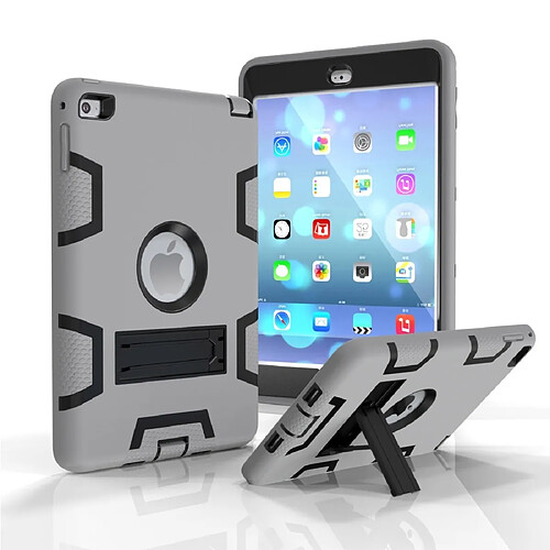 Wewoo Coque antichoc en silicone de couleur contrastée + PC pour iPad mini 5 / mini 4 avec support Gris