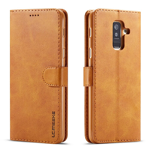 Wewoo Housse Coque Pour Galaxy A6 2018 LC.IMEEKE en cuir à rabat horizontal de veauavec support et fentes cartes et portefeuille jaune