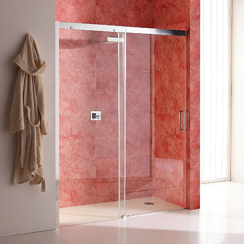 Kiamami Valentina PORTE DE DOUCHE EN NICHE DE 130 CM DREAM CÔTÉ FIXE À GAUCHE VERRE TRANSPARENT