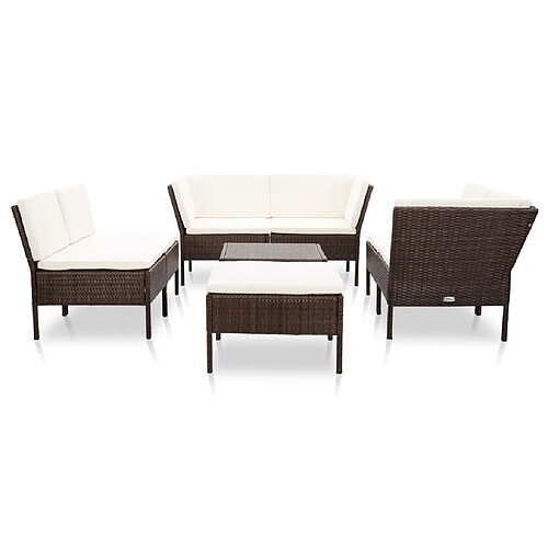 Maison Chic Salon de jardin 8 pcs + coussins - Mobilier/Meubles de jardin - Table et chaises d'extérieur Résine tressée Marron -MN10221