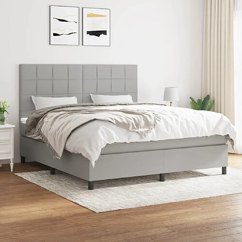 vidaXL Sommier à lattes de lit avec matelas Gris clair 160x200cm Tissu