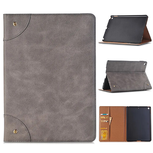 Etui en PU modèle de livre rétro gris pour votre Apple iPad 10.2 (2019)