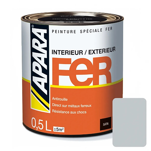 Peinture Fer Satin - APARA-0.5 litre-Gris clair (RAL 7035)