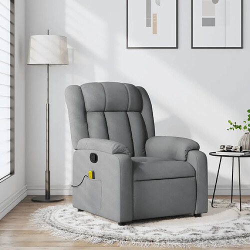 vidaXL Fauteuil de massage inclinable Gris clair Tissu