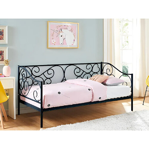 Vente-Unique Lit banquette VIVIAN - 90 x 200 cm - Métal - Noir