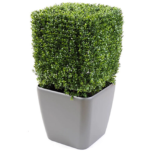 Pegane Plante artificielle haute gamme Spécial extérieur, Buis carré artificiel couleur vert - Dim : 85 x 50 cm