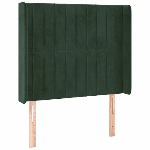 Maison Chic Tête de lit moderne avec oreilles pour chambre - Décoration de lit Vert foncé 83x16x118/128 cm Velours -MN30757