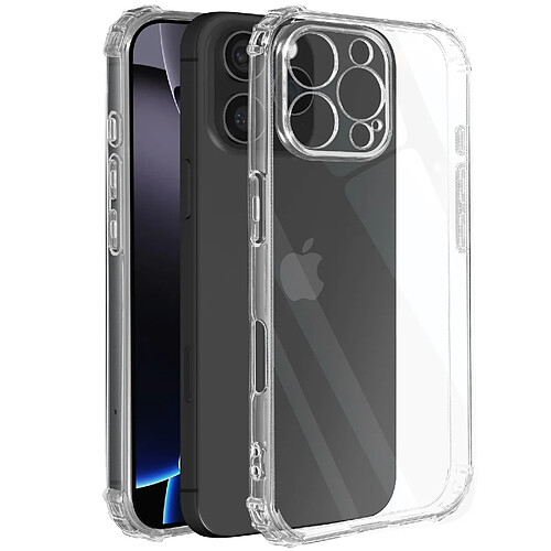 Avizar Coque pour iPhone 16 Pro Max Antichoc Flexible Coins renforcés Transparent