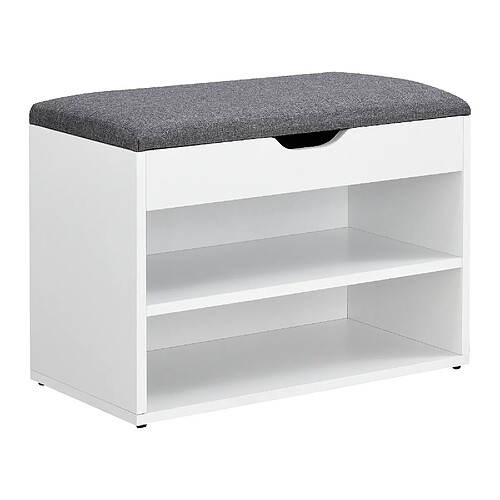 Banc à Chaussures Gentofte 46 x 60 x 30 cm Blanc Gris [en.casa]