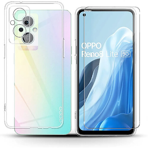 Coque Silicone Transparente + Vitre Protection Ecran Pour Oppo Reno 8 Lite 5G Little Boutik®