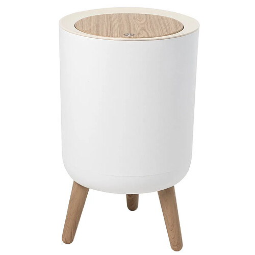 Poubelle 7l blanc/bois - bat-979699-002 - KITCHEN MOVE