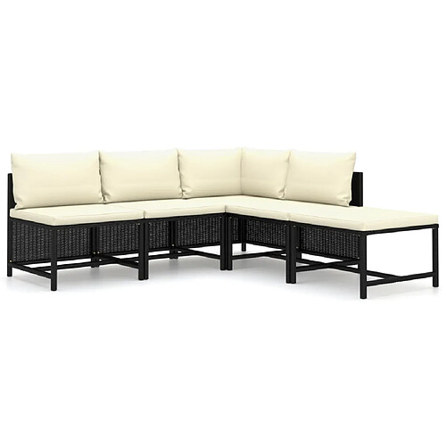 Maison Chic Salon de jardin 5 pcs + coussins - Mobilier/Meubles de jardin - Table et chaises d'extérieur Résine tressée Noir -MN85567