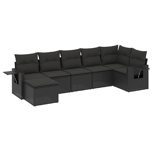 Maison Chic Ensemble Tables et chaises d'extérieur 7pcs avec coussins,Salon de jardin noir résine tressée -GKD244457