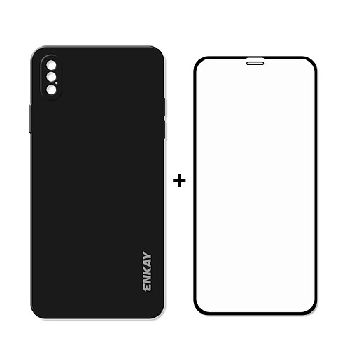 Coque en silicone colle complète liquide 0.26mm 9H 2.5d souple noir pour votre Apple iPhone XS Max