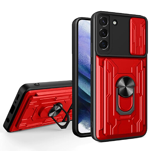 Coque en TPU anti-rayures, antichoc avec béquille rouge pour votre Samsung Galaxy S22 Plus 5G