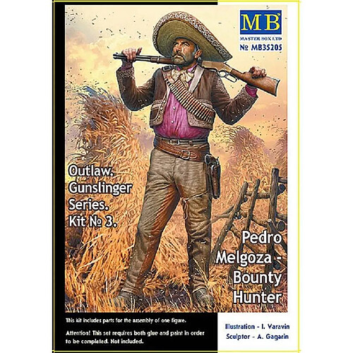 Master Box Figurine Mignature Outlaw. Gunslinger Series. Kit No. 3. Pedro Melgoza - Bounty Hunter