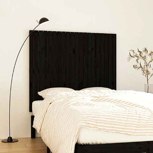 Maison Chic Tête de lit scandinave pour lit adulte,Meuble de chambre murale Noir 127,5x3x110 cm Bois massif de pin -MN69391