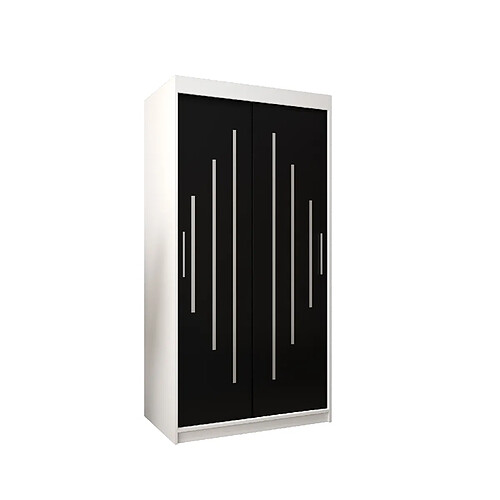 Abiks Meble Armoire YORK À Portes Coulissantes 200/100/62 2 Portes (Blanc/Noir)