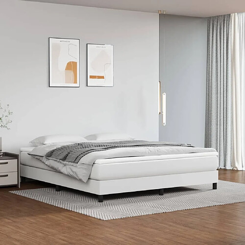 Maison Chic Lit Adulte - Lit simple Lit à sommier tapissier avec matelas moelleux - Meuble de Chambre Blanc 180x200cm Similicuir -MN52443