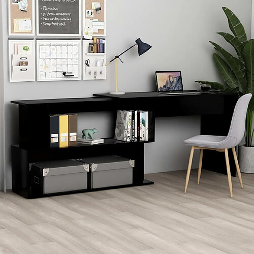 vidaXL Bureau d'angle Noir 200x50x76 cm Bois d’ingénierie