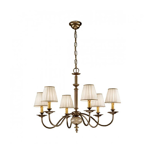 Luminaire Center Chandelier classique ASCOT laiton antique 6 ampoules