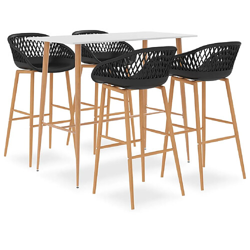 vidaXL Ensemble de bar 5 pcs Blanc et noir