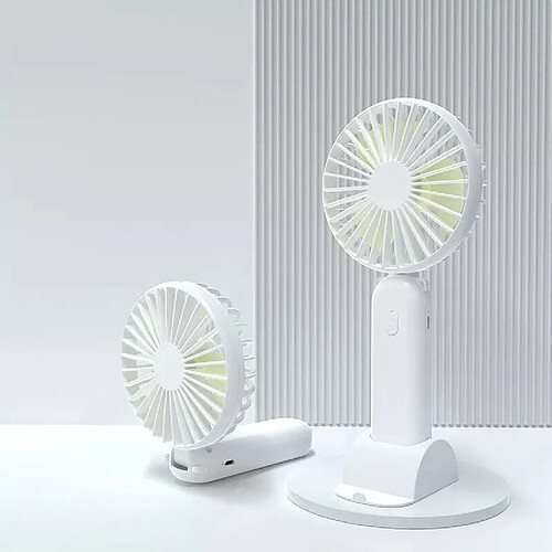 (Blanc) Mini Ventilateur de Bureau Portatif à Main Refroidisseur à 3 Vitesses Usb Rechargeable