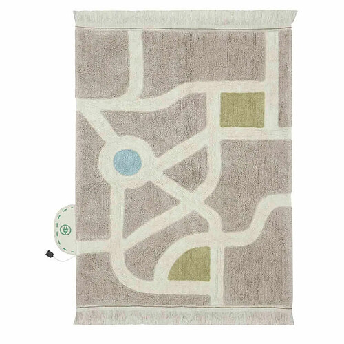 Lorena Canals Tapis de jeu enfant lavable en coton - circuit voiture - 120 x 170 cm