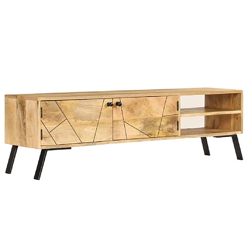 Helloshop26 Meuble télé buffet tv télévision design pratique bois de manguier massif 140 cm 2502142