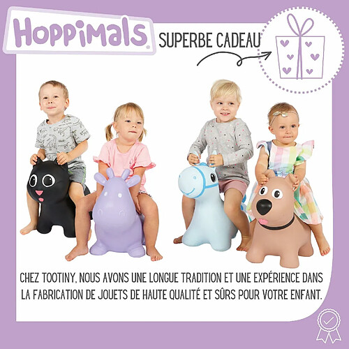 Hoppimals Tootiny Vache Sauteuse et Bondissante Animal Sauteur pour Les Enfants âgés de 12 Mois et Plus - Emballé dans Une Boîte Cadeau, Pompe Incluse ? Chevauchez Un Animal Gonflable ? Noire