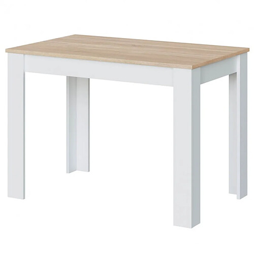 Pegane Table auxiliaire fixe coloris chêne canadien / blanc artic - Hauteur 78 x Longueur 109 x Profondeur 67 cm