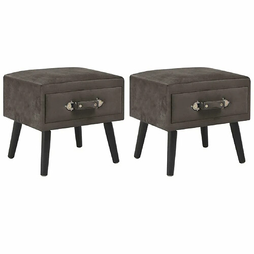 Maison Chic Lot de 2 Tables de chevet - Tables de Nuit Gris 40x35x40 cm Velours