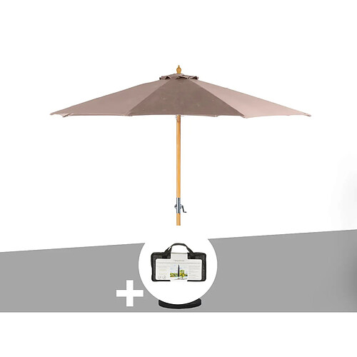 Parasol droit rond Tinaei Taupe - 3 m + Housse protection - Hespéride