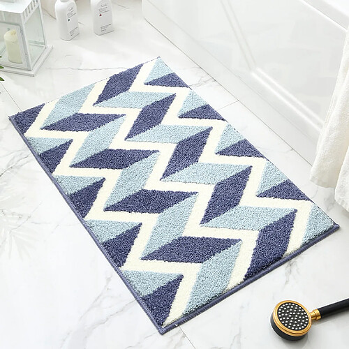 LUUCOZK Tapis de bain antidérapants absorbants à séchage rapide, tapis de décoration de salle de bain-Mystery City - Bleu-40x60cm