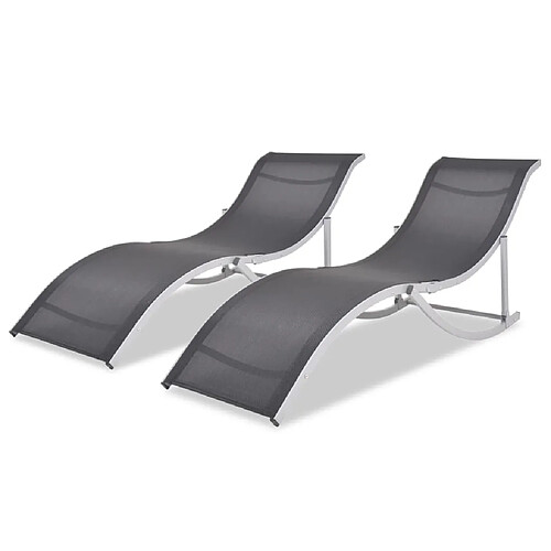 Maison Chic Bain de soleil,Lot de 2 Chaises longues pliantes Aluminium et Textilène -GKD51268