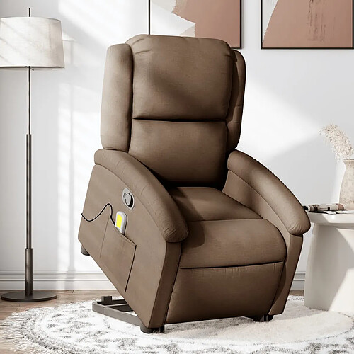 vidaXL Fauteuil de massage inclinable Marron Tissu