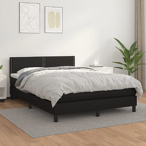 vidaXL Sommier à lattes de lit avec matelas Noir 140x190 cm Similicuir