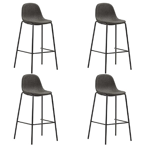 vidaXL Chaises de bar lot de 4 gris foncé tissu