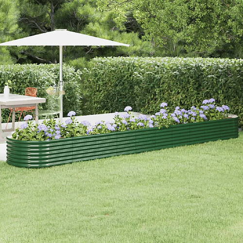 vidaXL Lit surélevé de jardin Acier enduit de poudre 440x80x36 cm Vert