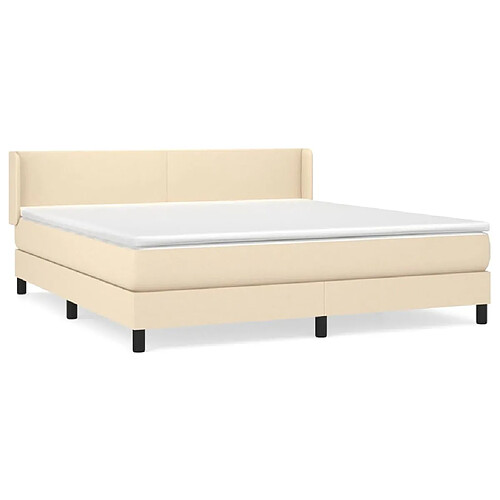 Maison Chic Lit adulte- Lit + matelas,Sommier à lattes de lit avec matelas Crème 180x200 cm Tissu -GKD50600