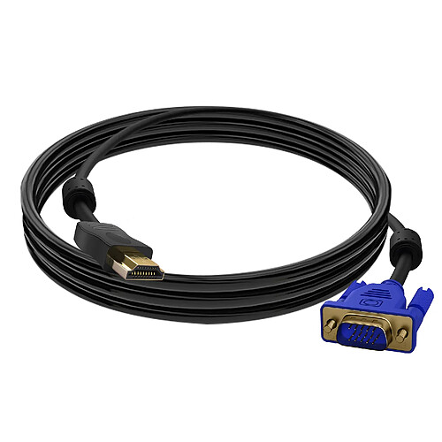 Avizar Câble HDMI Mâle vers VGA Mâle 15 Broches 1.8m Transmission Audio et Vidéo Noir