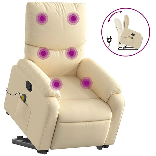 Maison Chic Fauteuil Relax pour salon, Fauteuil inclinable de massage Crème Tissu -GKD58413